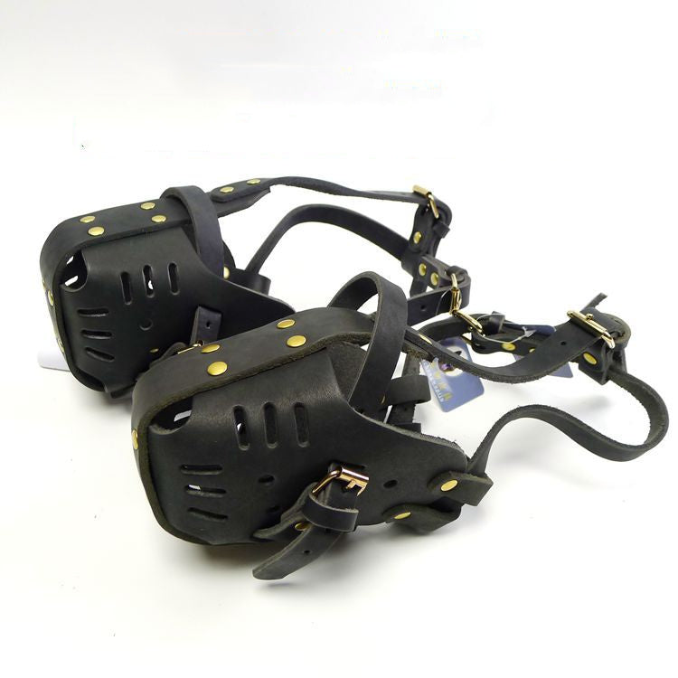 Premium Cowhide Leather Dog Muzzle – Safe Control for Medium & Large Dogs