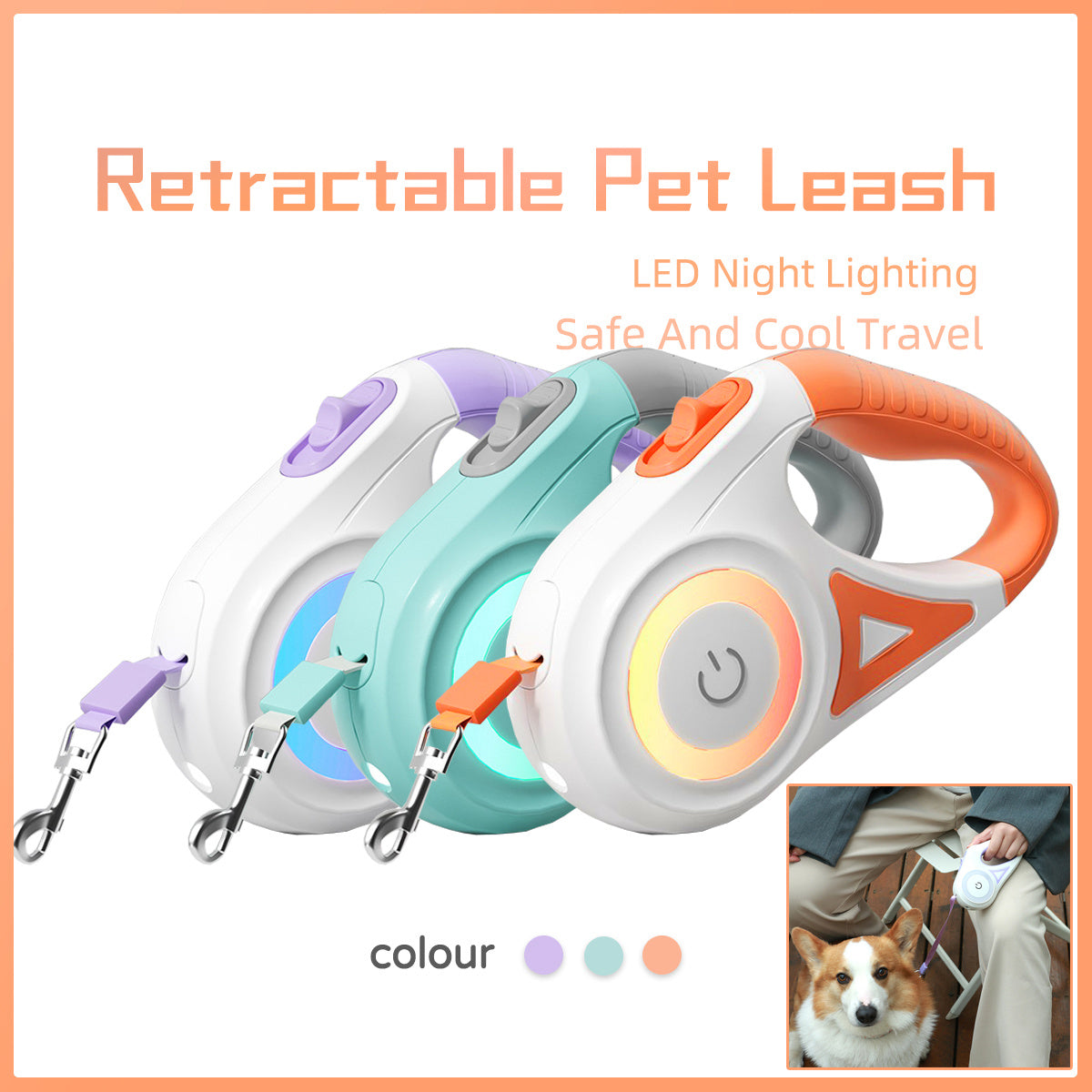 Retractable Dog Leash with LED Light – Adjustable, Strong & Safe for Small & Medium Dogs | Urban Elans
