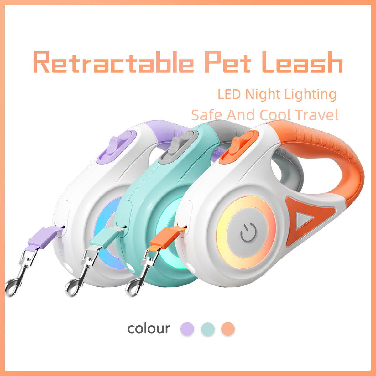 Retractable Dog Leash & Collar with LED Spotlight – Safe, Adjustable, and Durable for Small & Medium Dogs